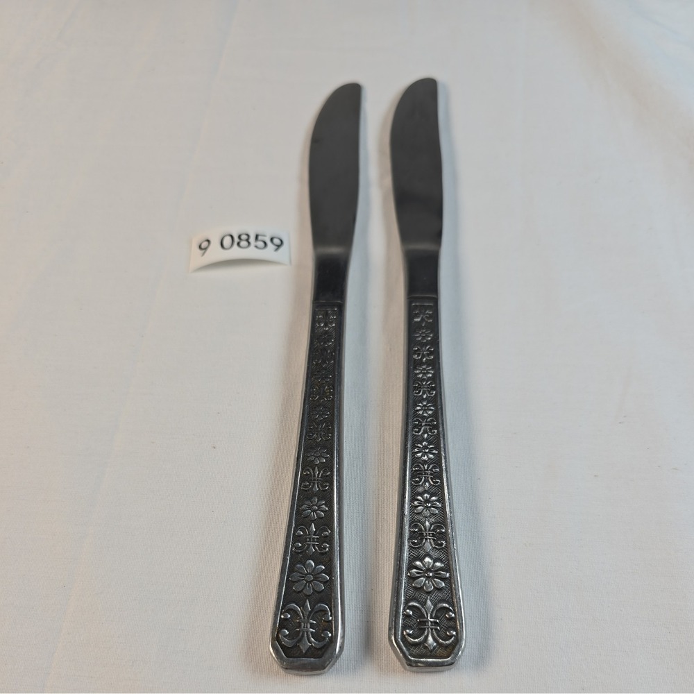 Lot of 2 Interpur Florenz Stainless Flatware Dinner Knives Korea Silverware